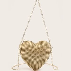 Mini rhinestone heart shaped bag